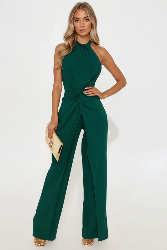 Mirella Halter Wide Leg Jumpsuit - Hunter Green