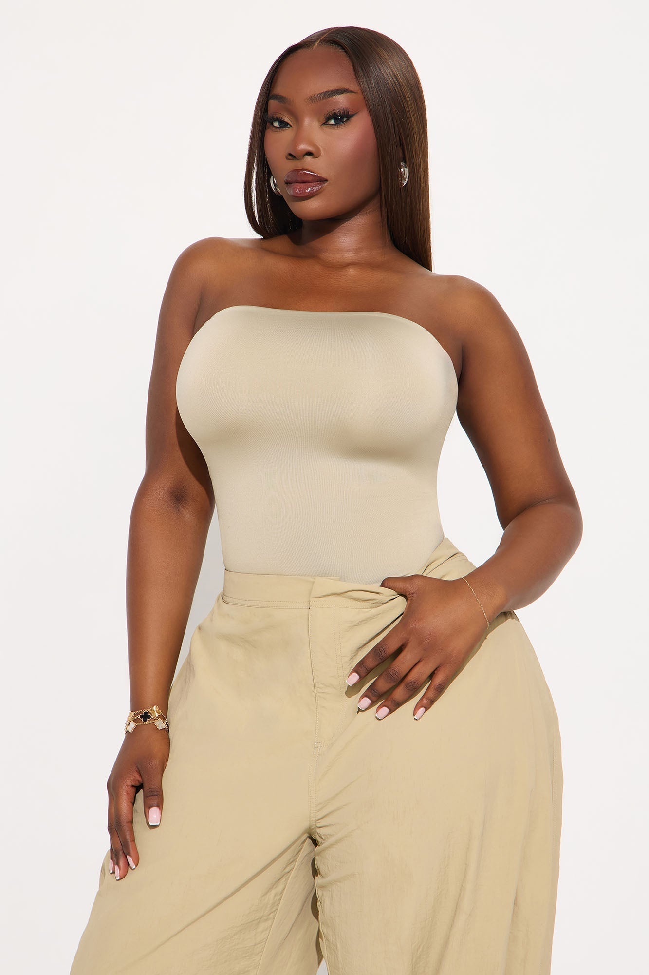 Contour Double Lined Tube Top - Stone