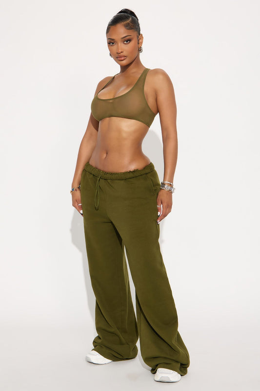 French Terry Drawstring Sweat Pant - Olive