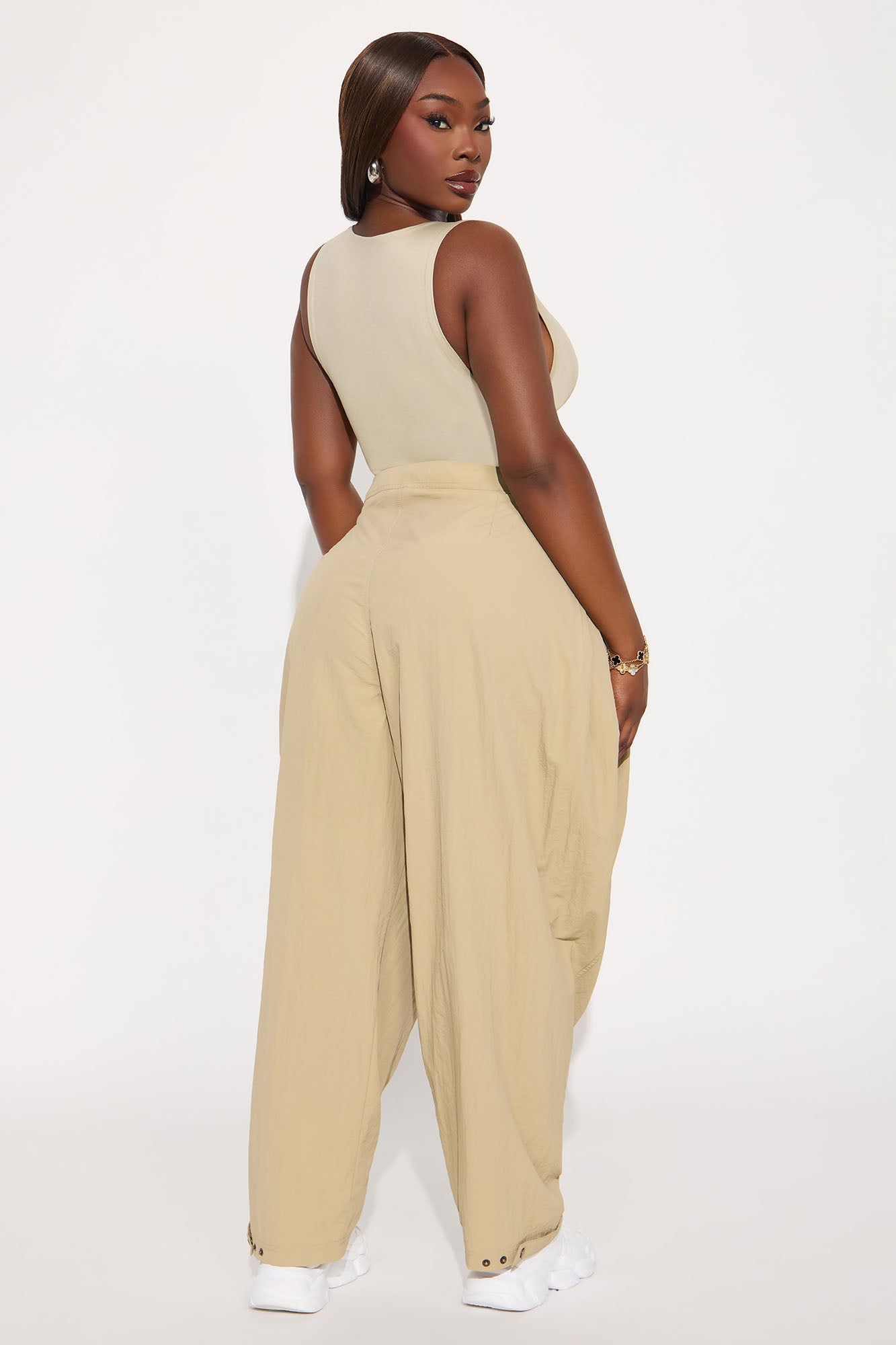 Nylon Windbreaker Pant - Taupe