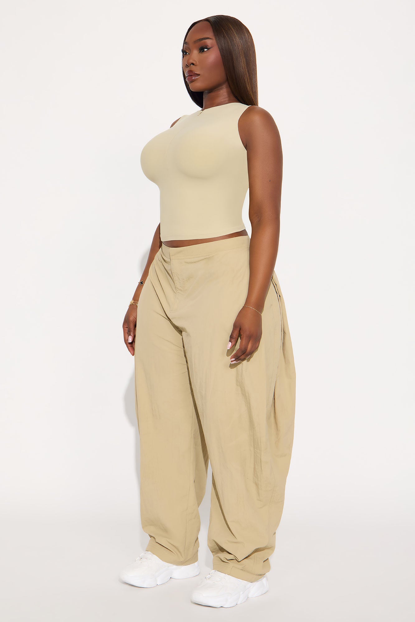 Second Skin Double Lined Zip Front Tank - Stone