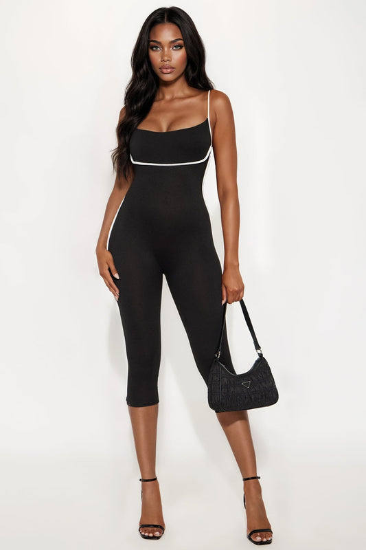 Stay Ready Capri Jumpsuit - Black