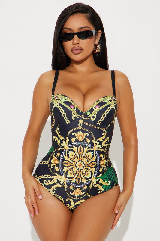 Moira Underwire 1 Piece Swimsuit Set - Black/combo