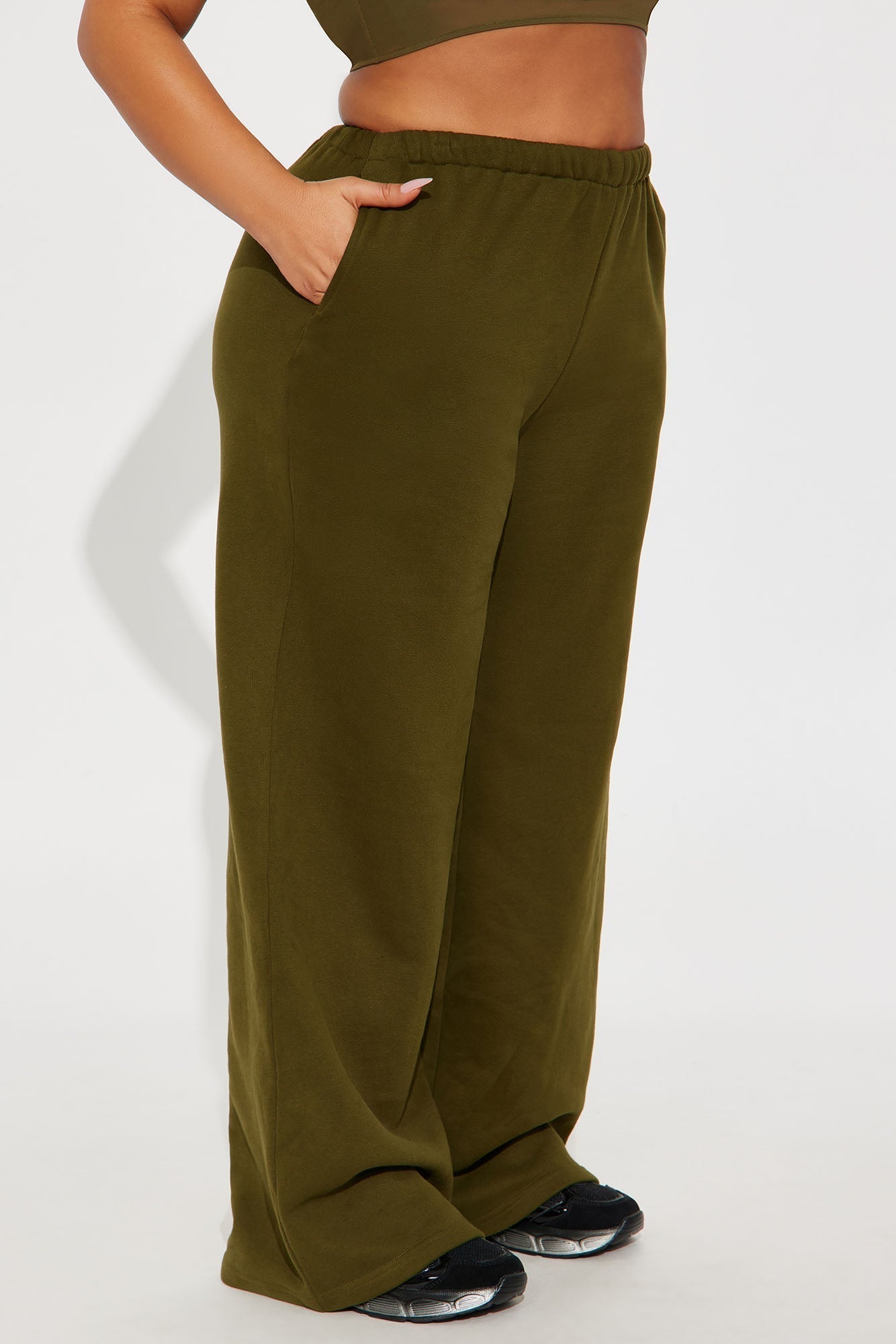 French Terry Drawstring Sweat Pant - Olive