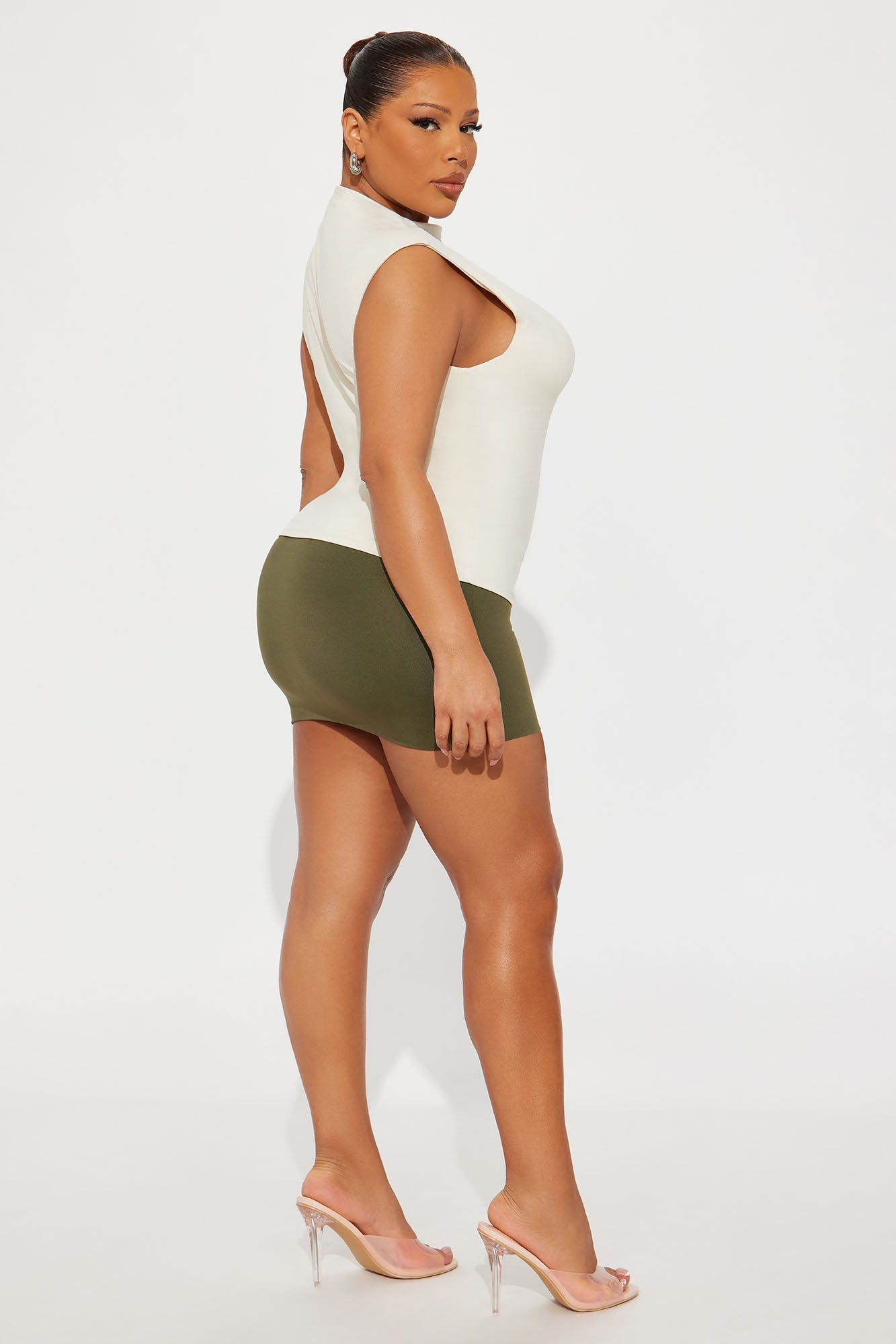 Contour Double Lined Mock Neck Top - Bone