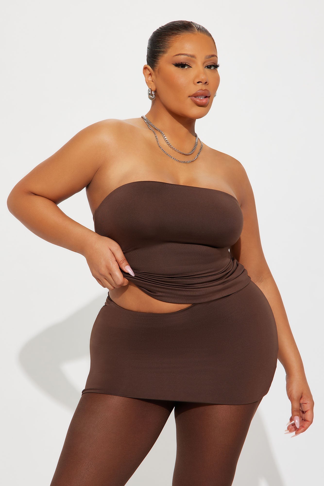 Contour Double Lined Tube Top - Chocolate