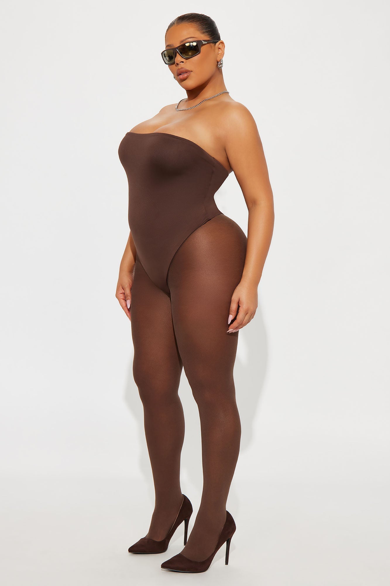 Contour Double Lined Strapless Bodysuit - Chocolate