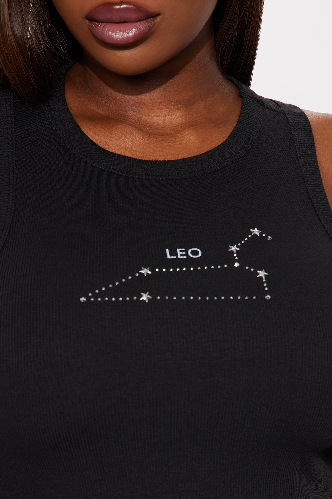 Leo Season Ribbed Tank Top - Black