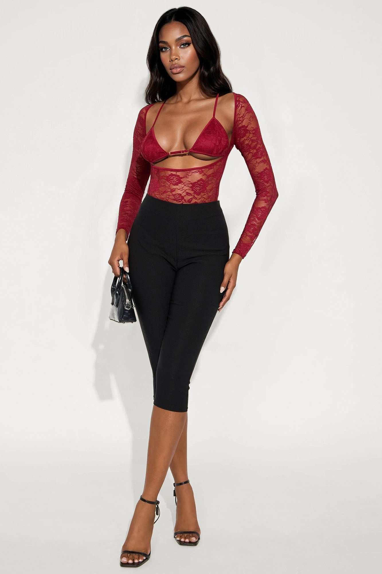 In Control Lace Bodysuit - Burgundy