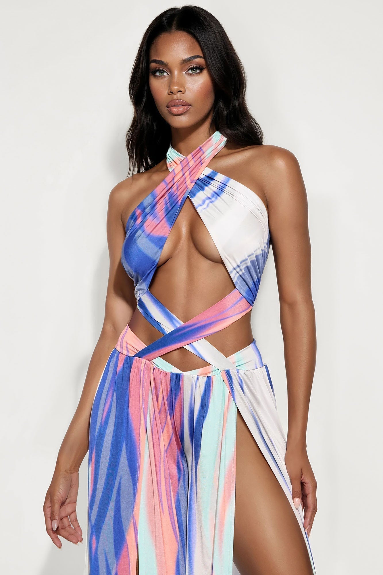 Monica Halter Jumpsuit - Mint/combo