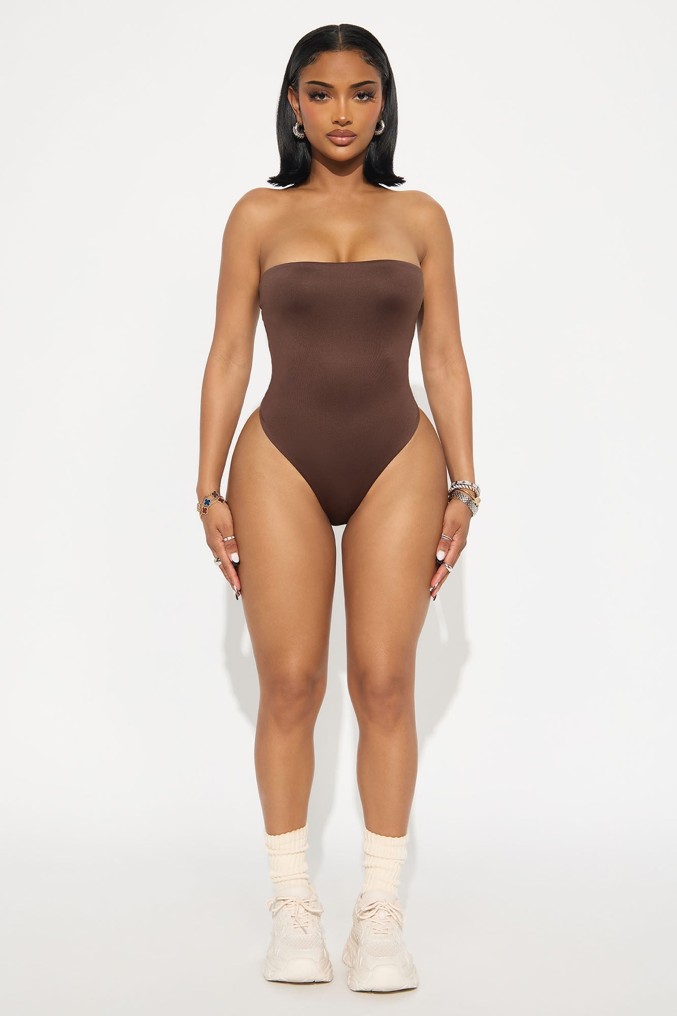 Contour Double Lined Strapless Bodysuit - Chocolate