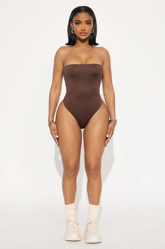 Contour Double Lined Strapless Bodysuit - Chocolate