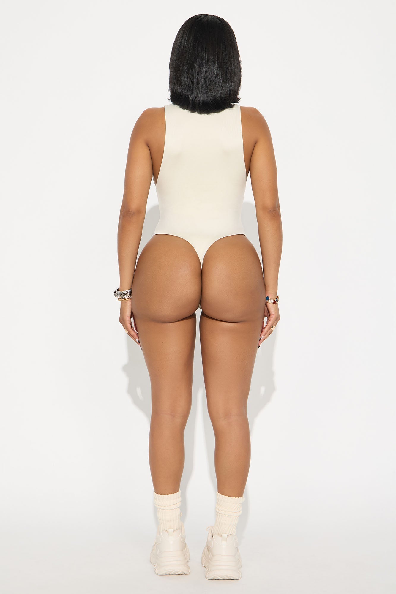 Contour Double Lined Scoop Neck Bodysuit - Bone