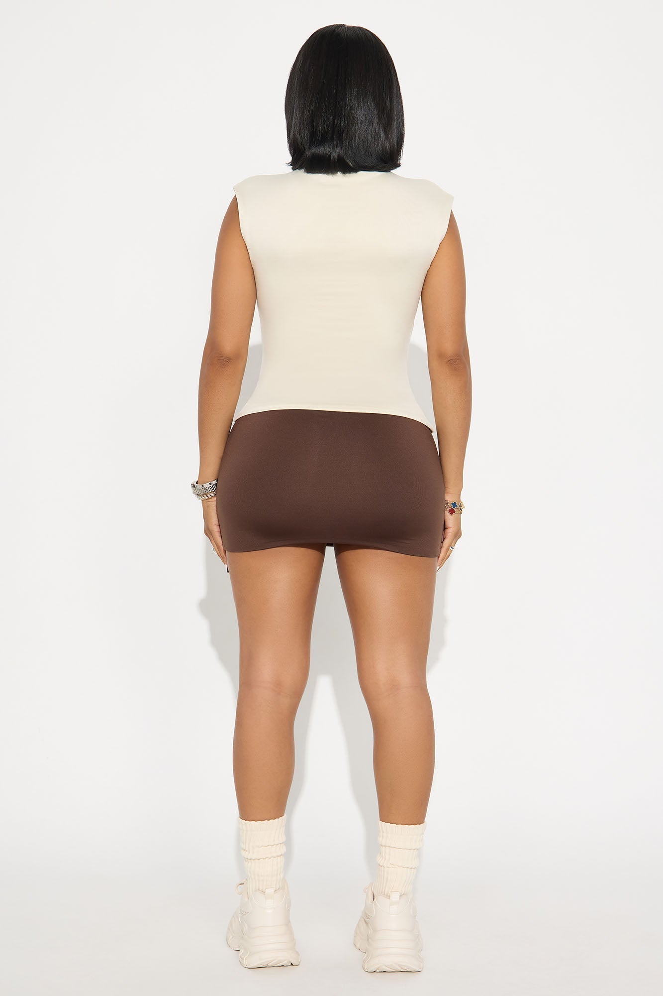 Contour Double Lined Mock Neck Top - Bone