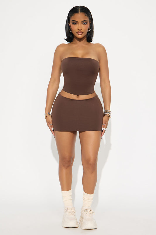 Contour Double Lined Tube Top - Chocolate