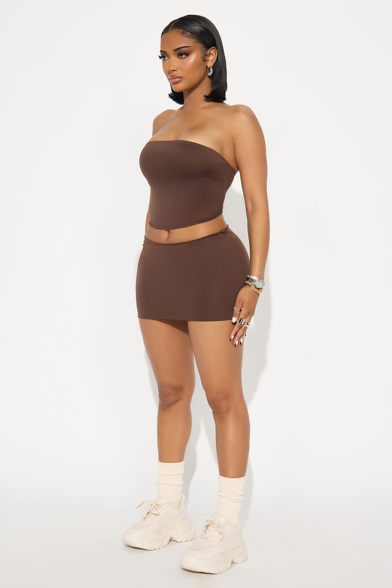 Contour Double Lined Tube Top - Chocolate