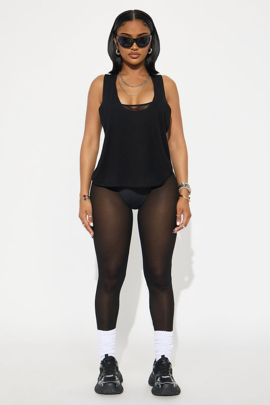 Modal Loose Tank Top - Black