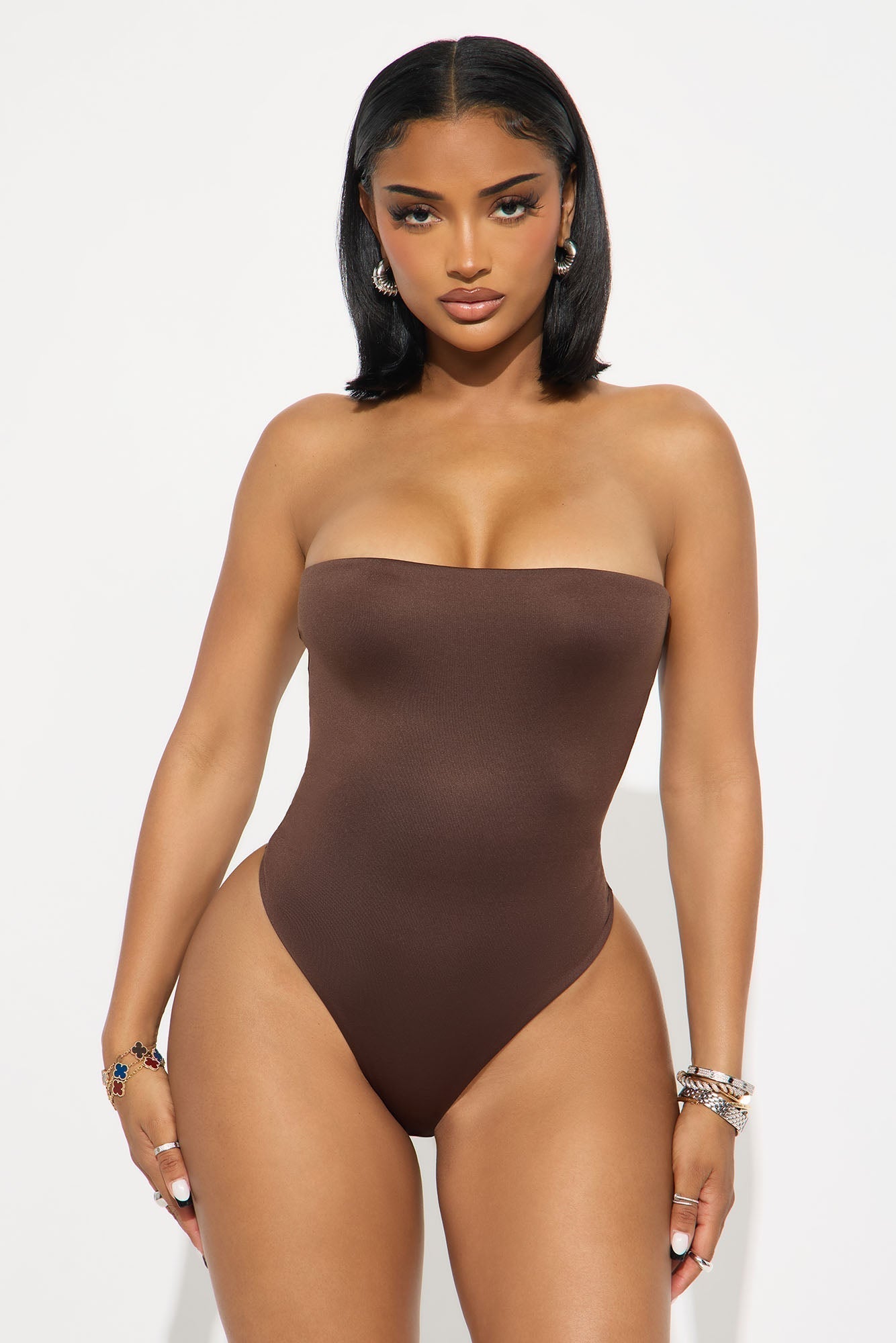 Contour Double Lined Strapless Bodysuit - Chocolate