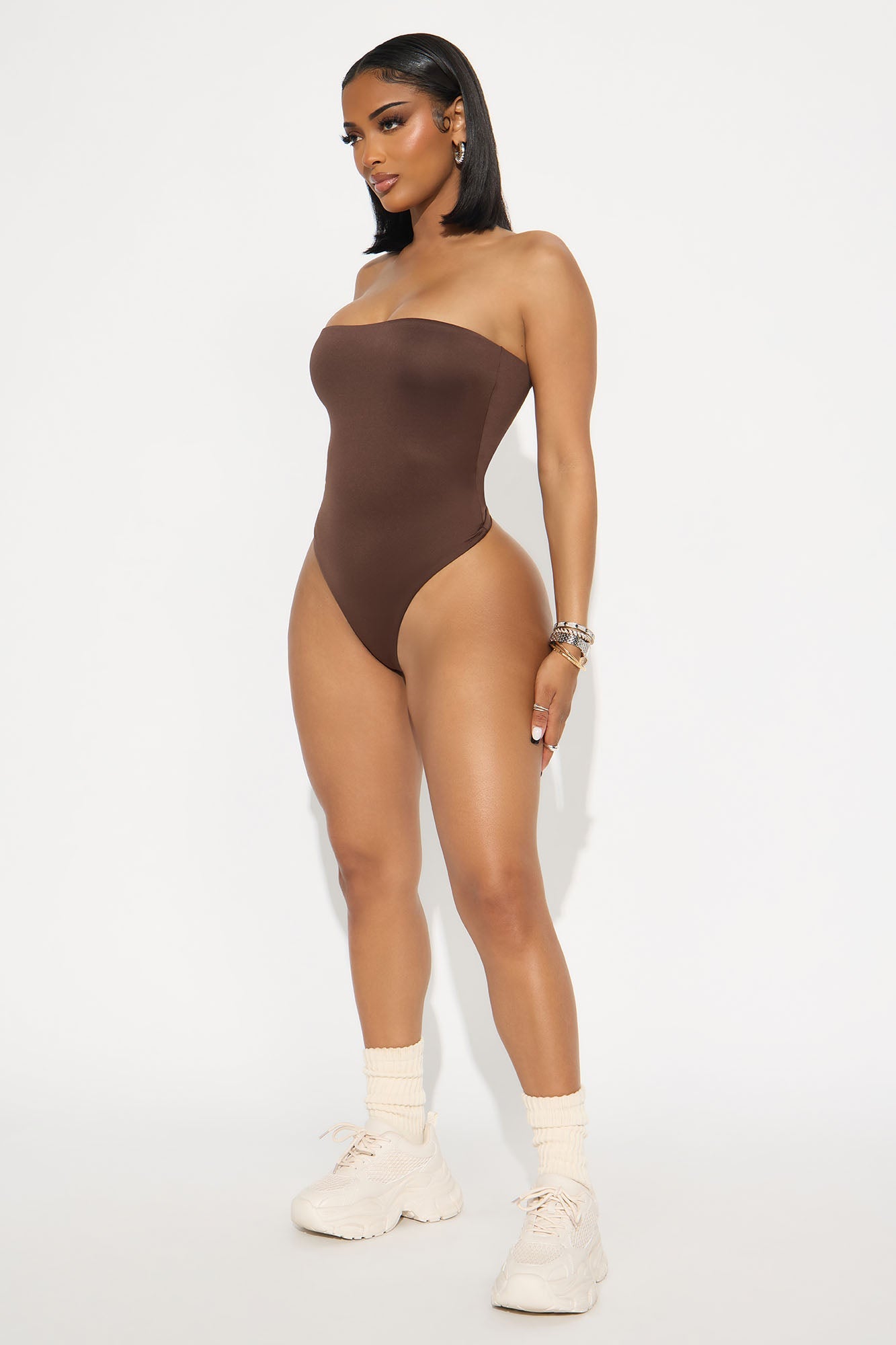 Contour Double Lined Strapless Bodysuit - Chocolate
