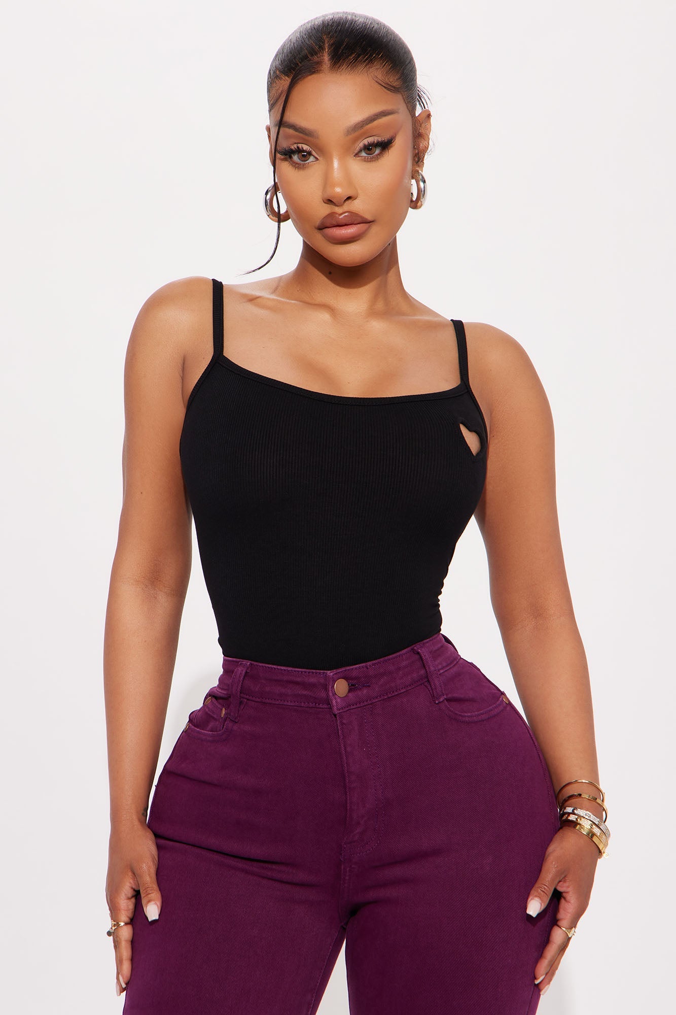 Heart Break Ribbed Bodysuit - Black
