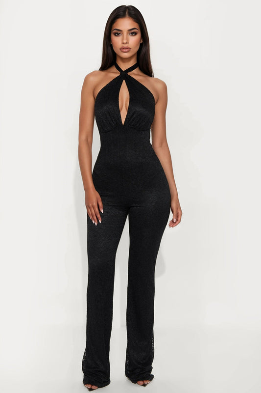 Azuza Lace Jumpsuit - Black