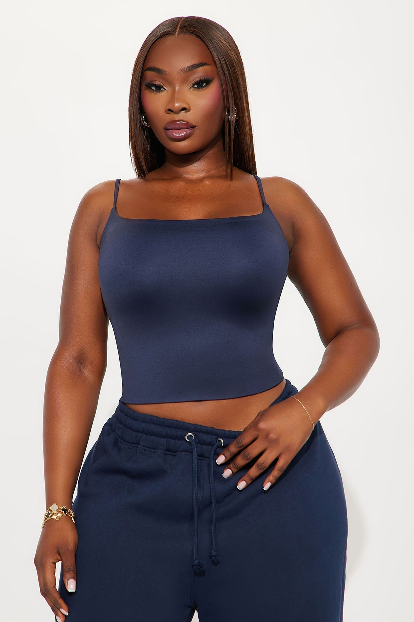 Contour Double Lined Cami Top - Navy