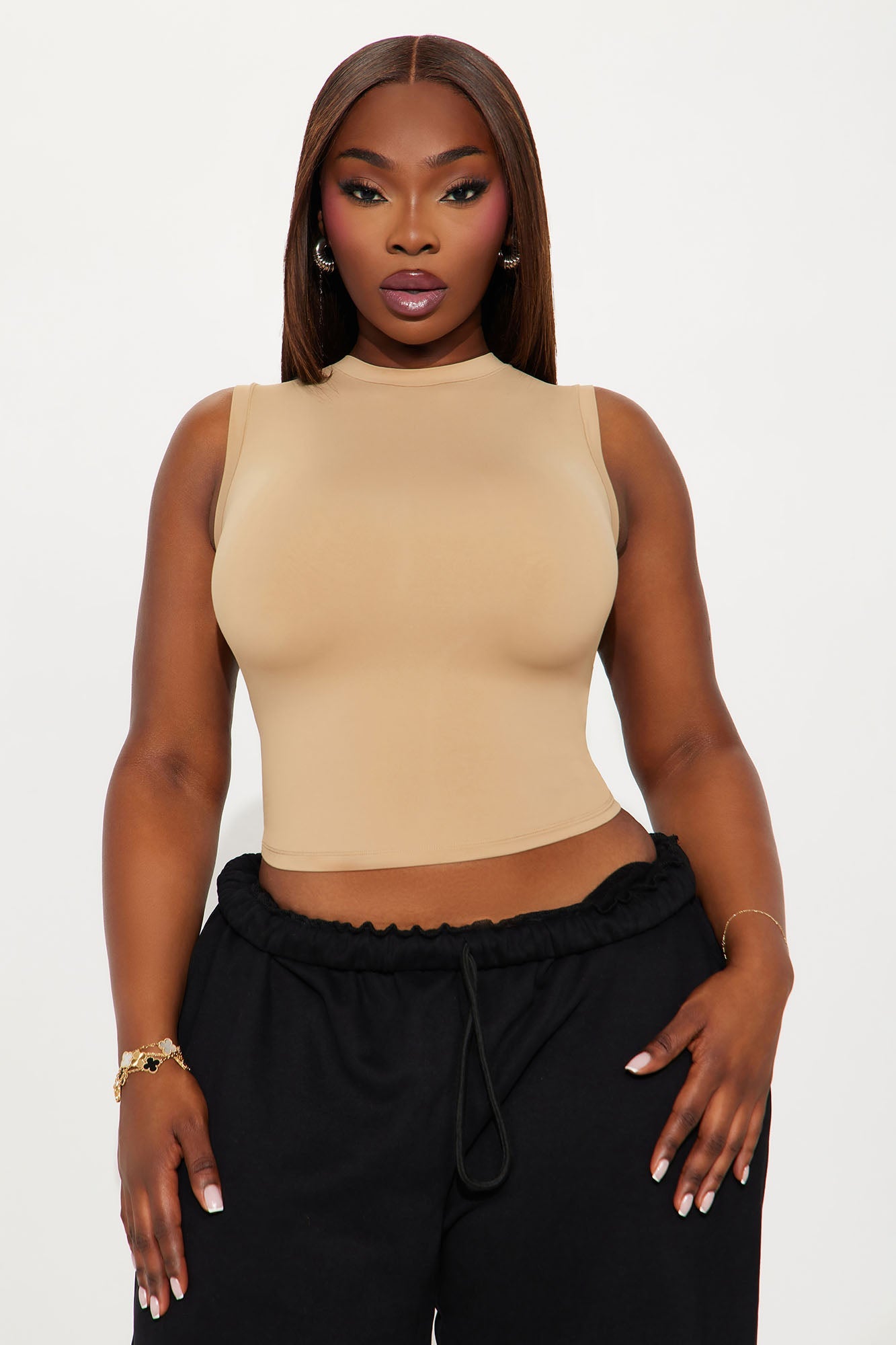 Second Skin Double Lined Muscle Tank - Mocha