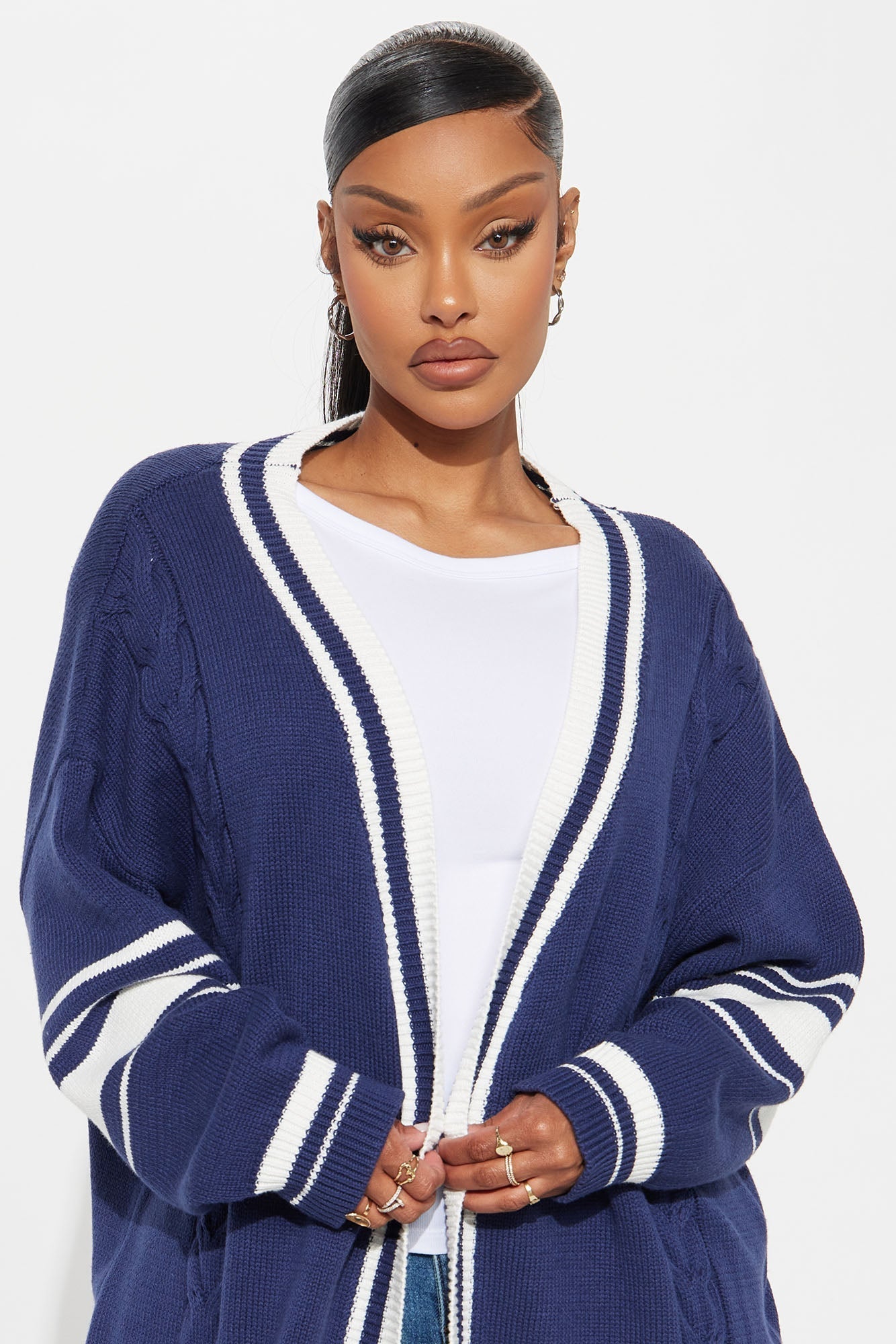 On The Bleachers Varsity Cardigan - Navy/combo