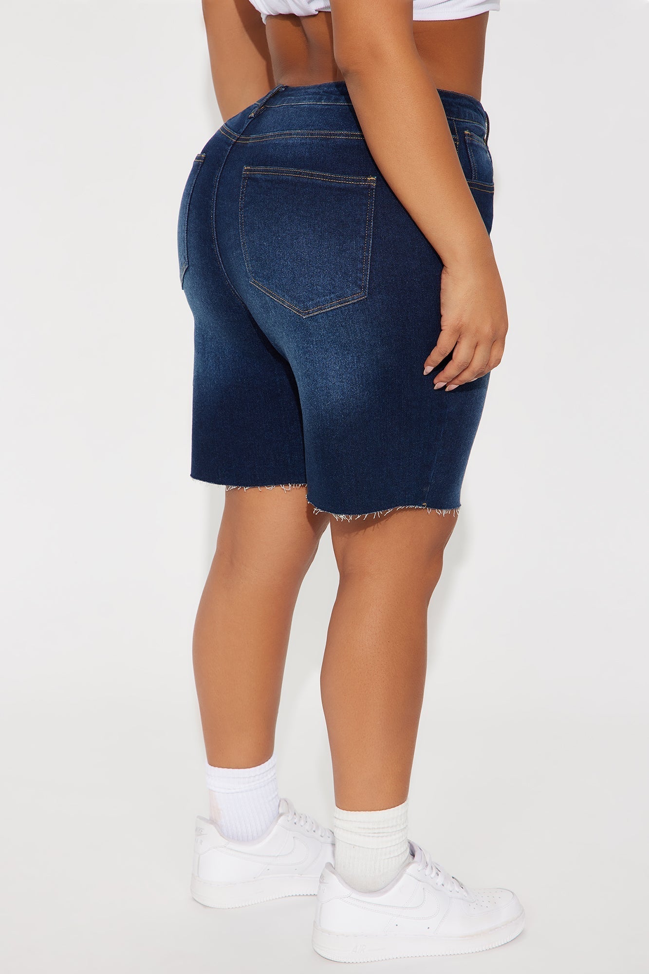 Lydie Crossover Bermuda Shorts - Dark Denim