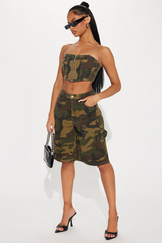 Under Control Camo Bermuda Short - Olive/combo