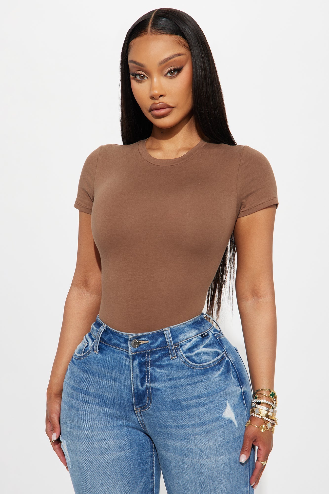 Cambria Short Sleeve Bodysuit - Chestnut