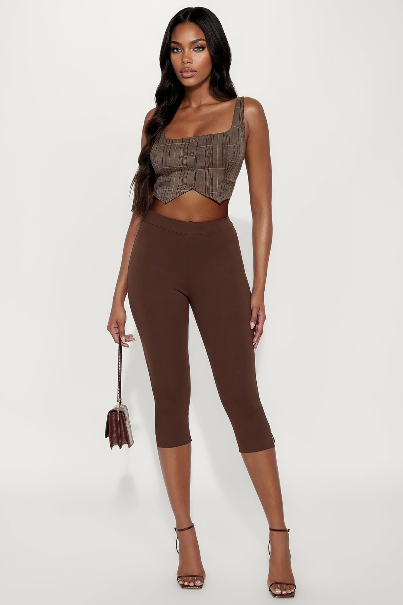 She's The One Plaid Vest - Brown/combo