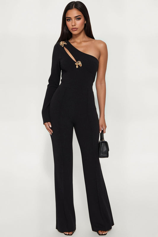Elenora Wide Leg Jumpsuit - Black