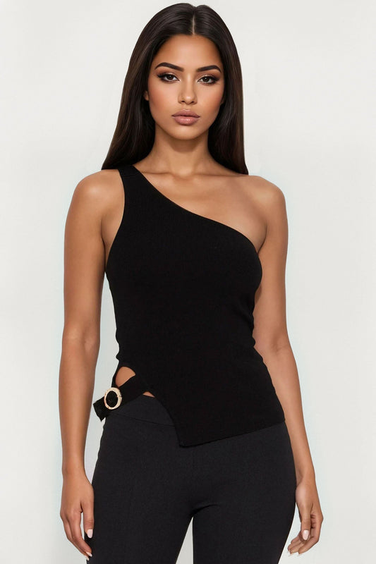 Debbie Hardware Sweater Top - Black