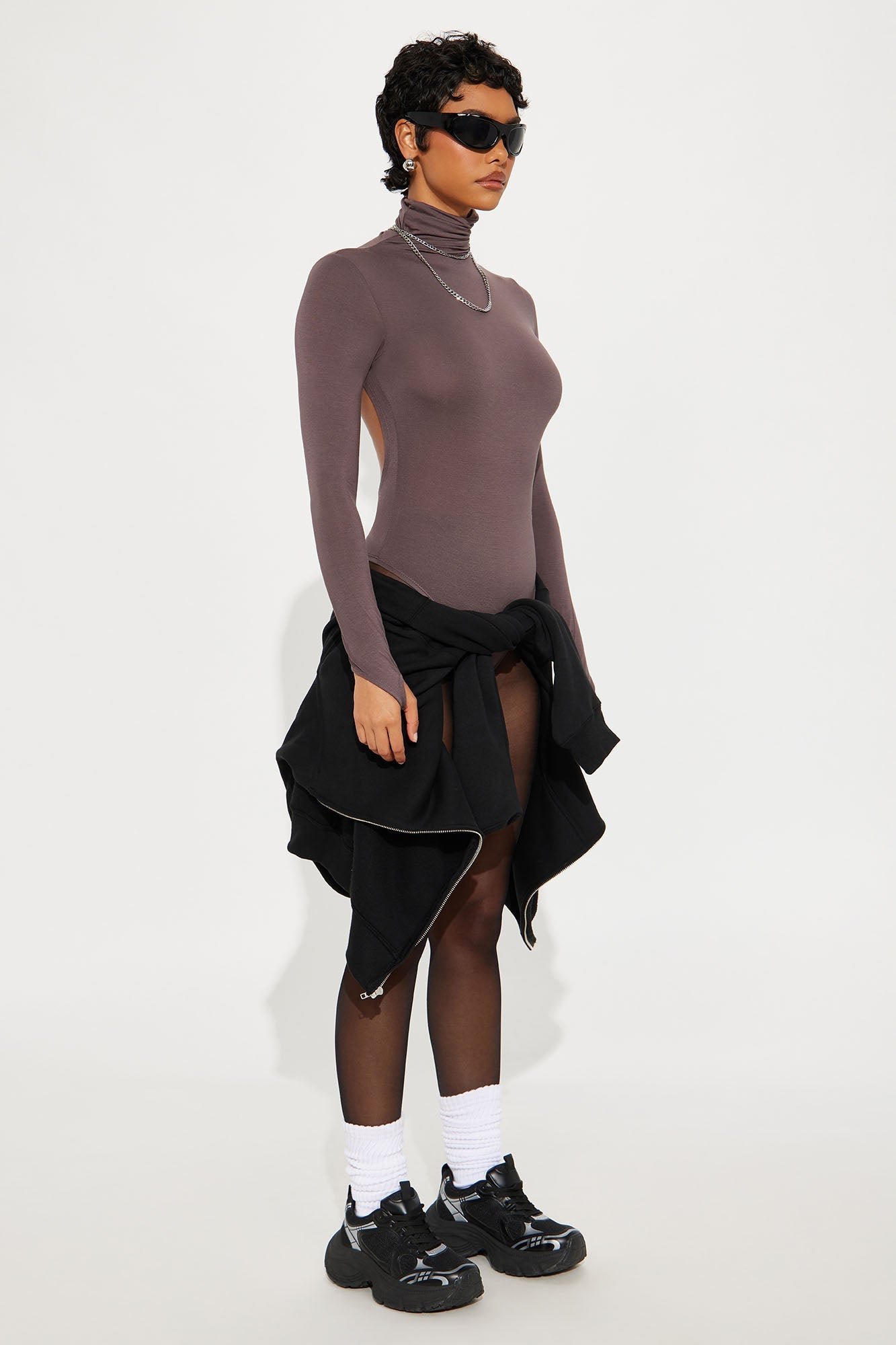Modal Open Back Bodysuit - Chocolate