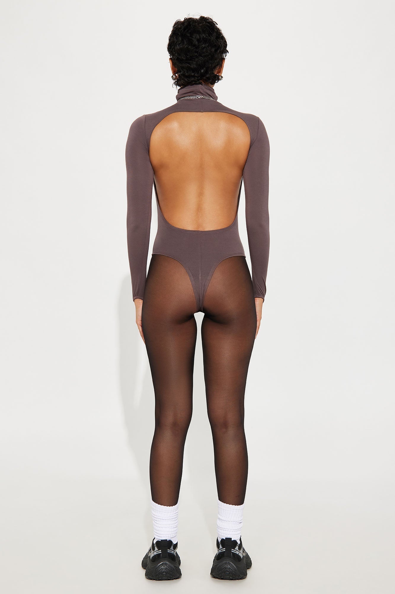 Modal Open Back Bodysuit - Chocolate