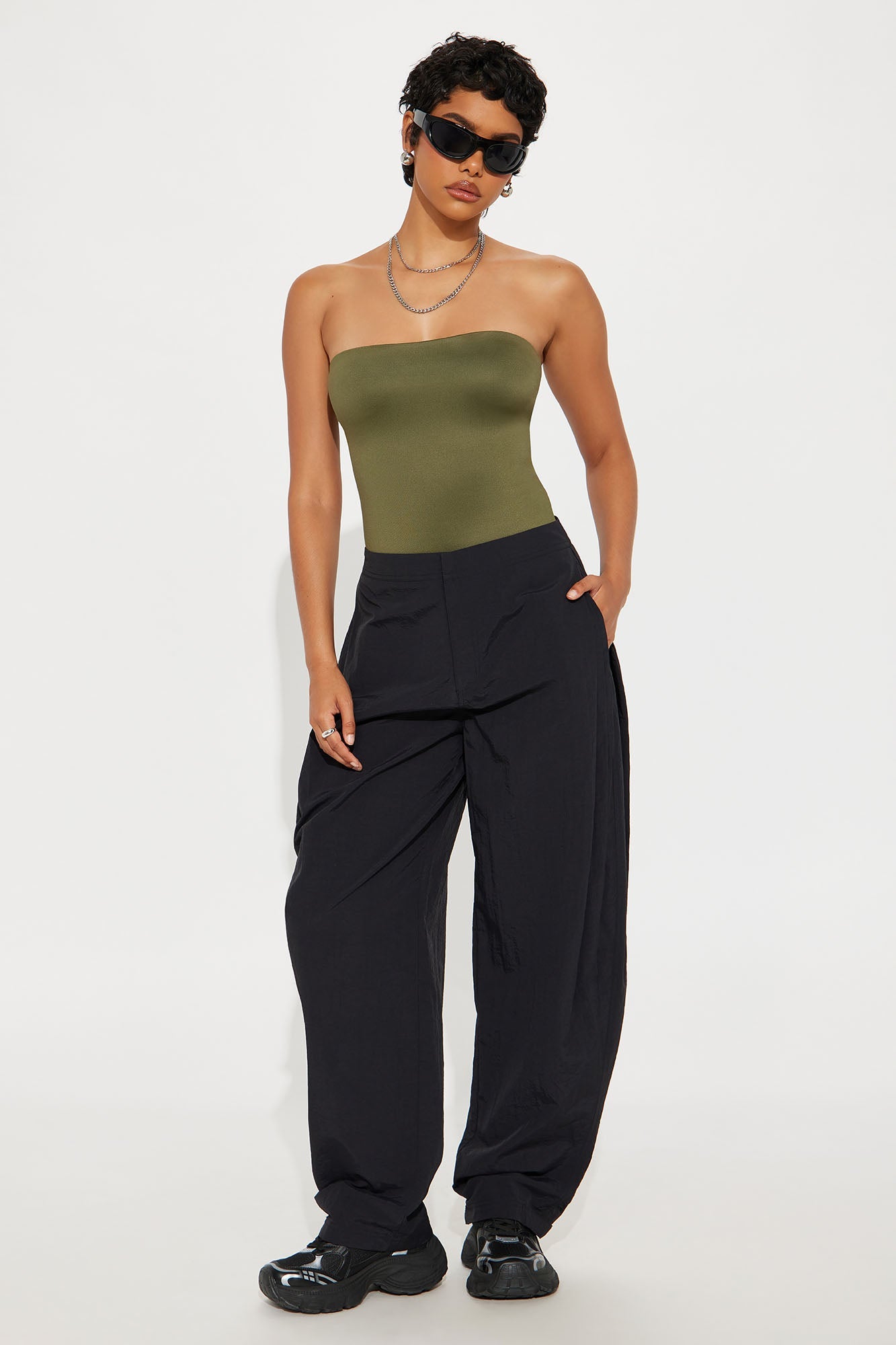 Contour Double Lined Strapless Bodysuit - Military Green