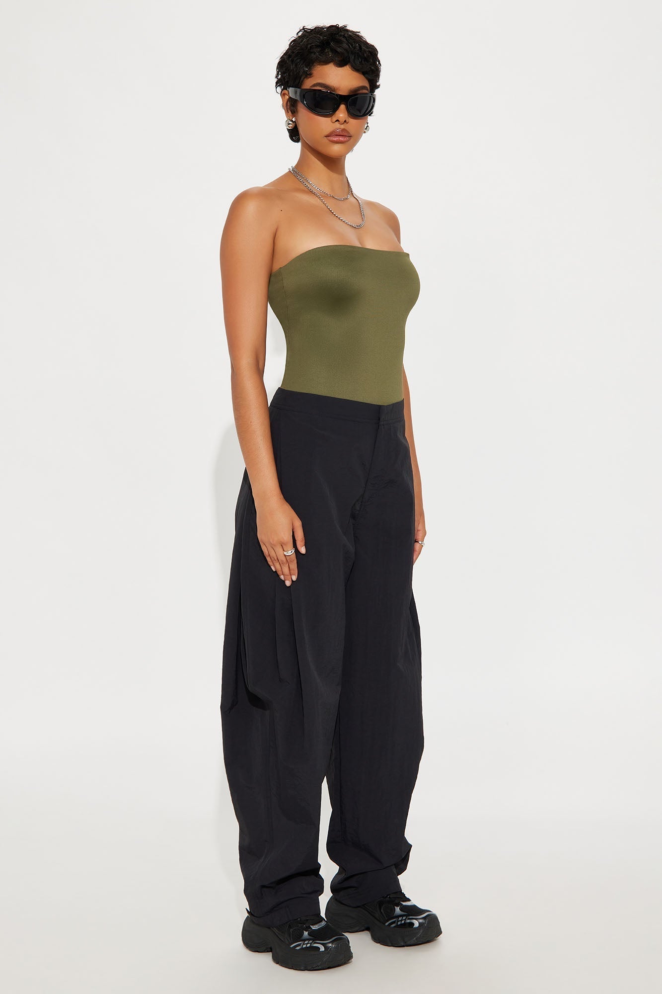 Contour Double Lined Strapless Bodysuit - Military Green