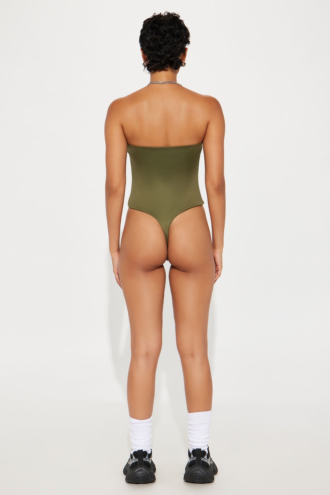 Contour Double Lined Strapless Bodysuit - Military Green