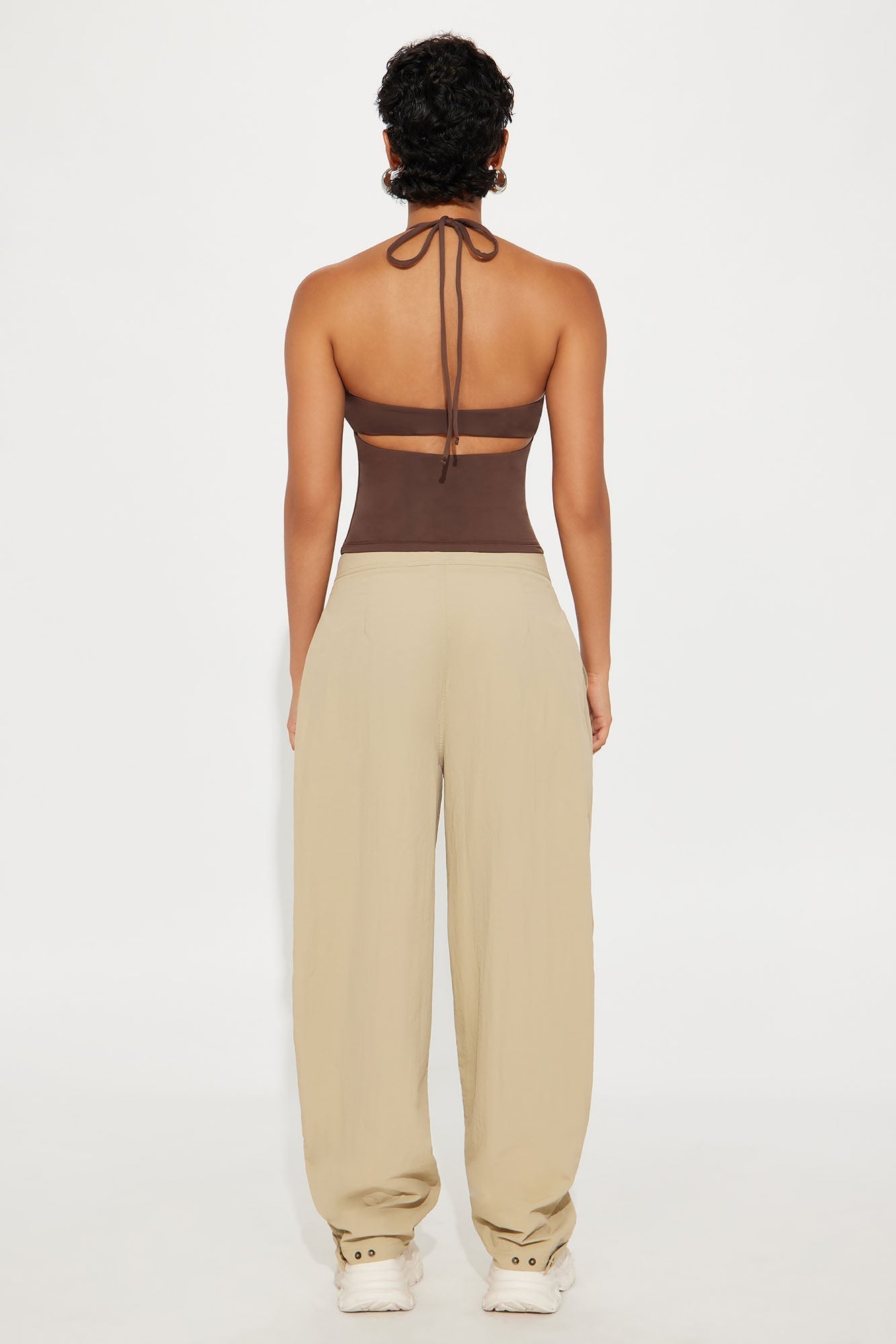 Second Skin Double Lined Cut Out Halter Top - Chocolate