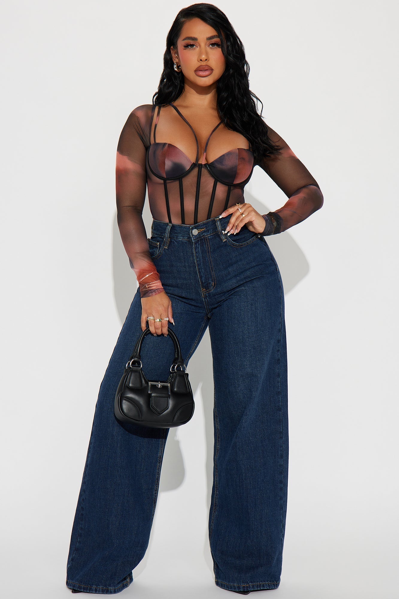 Maribelle Mesh Bodysuit - Peach/combo
