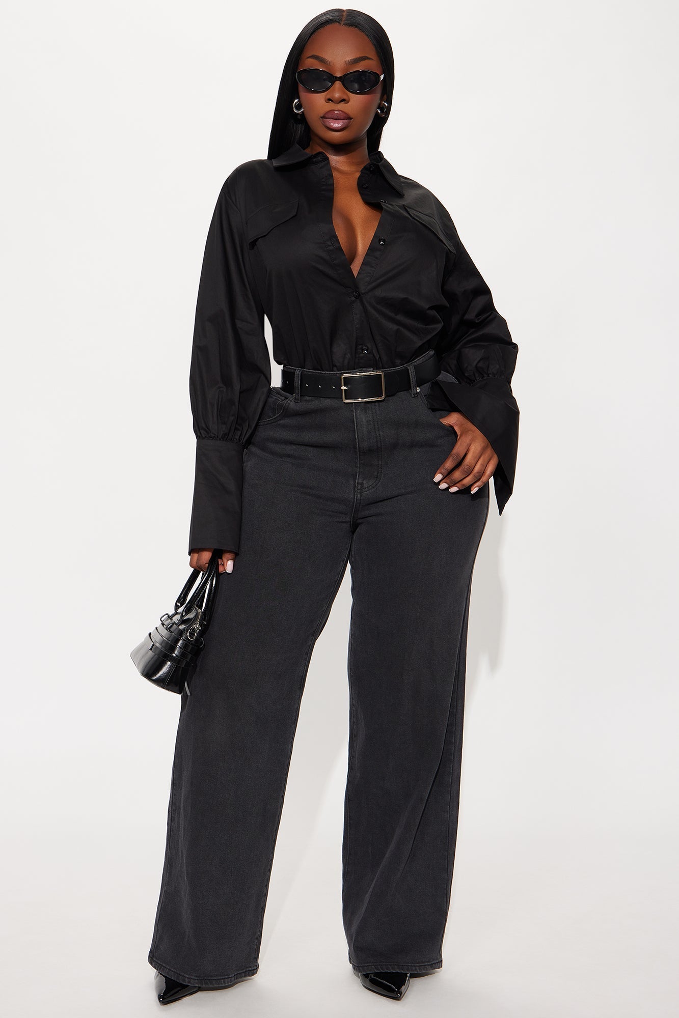 Be The Vibe Poplin Bodysuit - Black