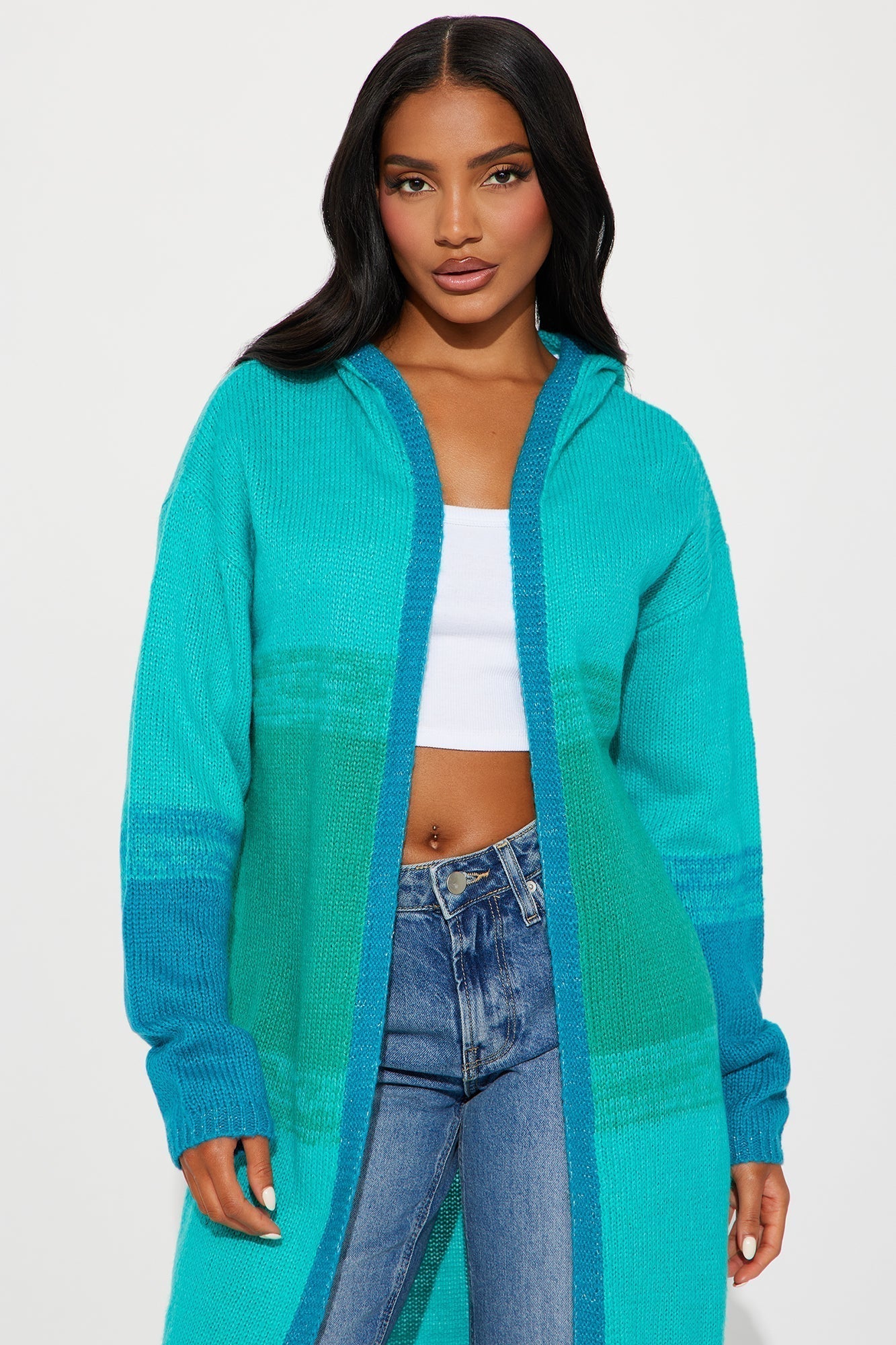 Malibu Ombre Long Cardigan - Blue/combo