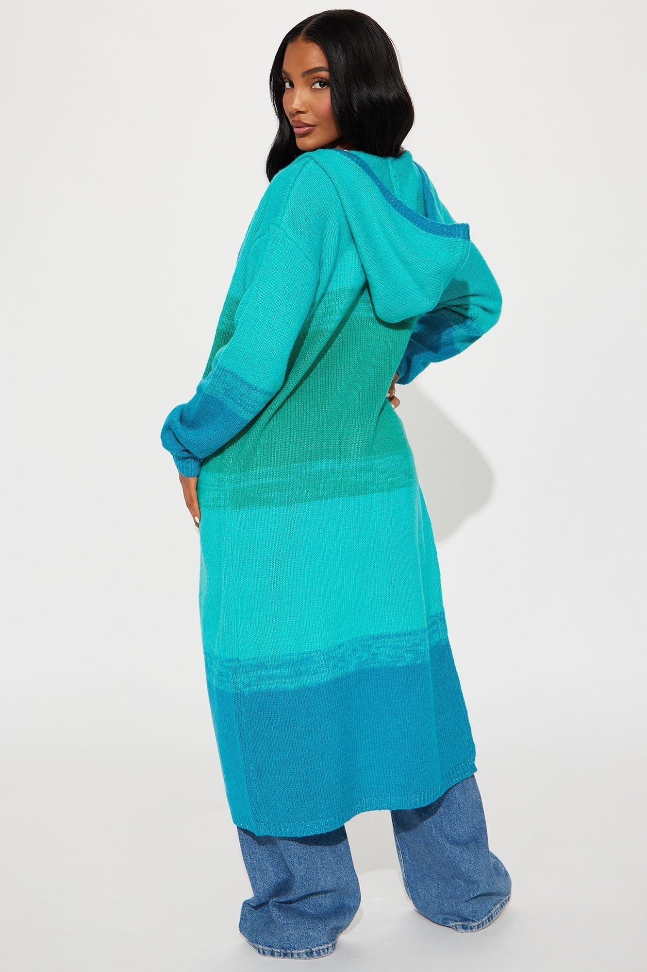 Malibu Ombre Long Cardigan - Blue/combo