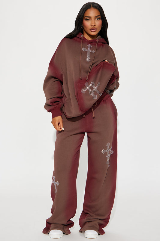 Every Day's A Good Day Washed Wide Leg Pant - Brown/combo