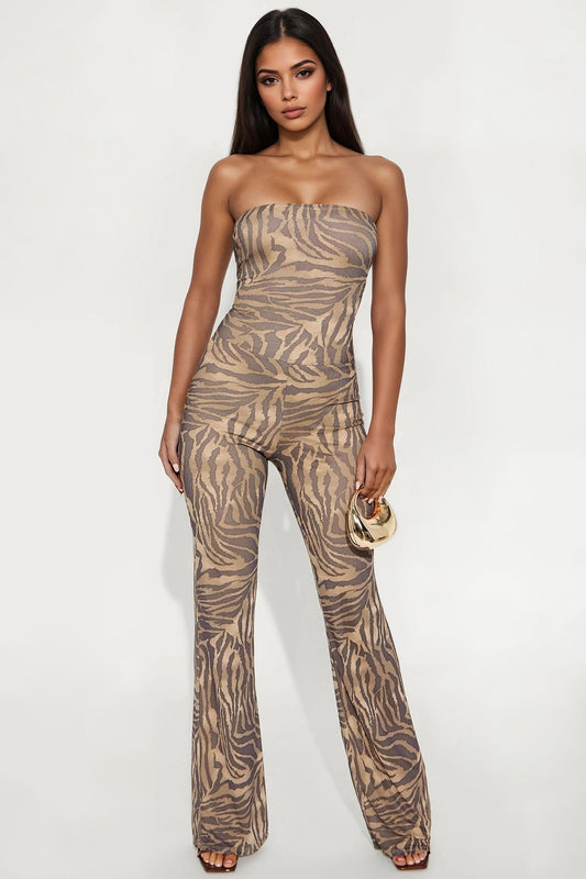 Feral Fusion Mesh Jumpsuit - Brown/combo