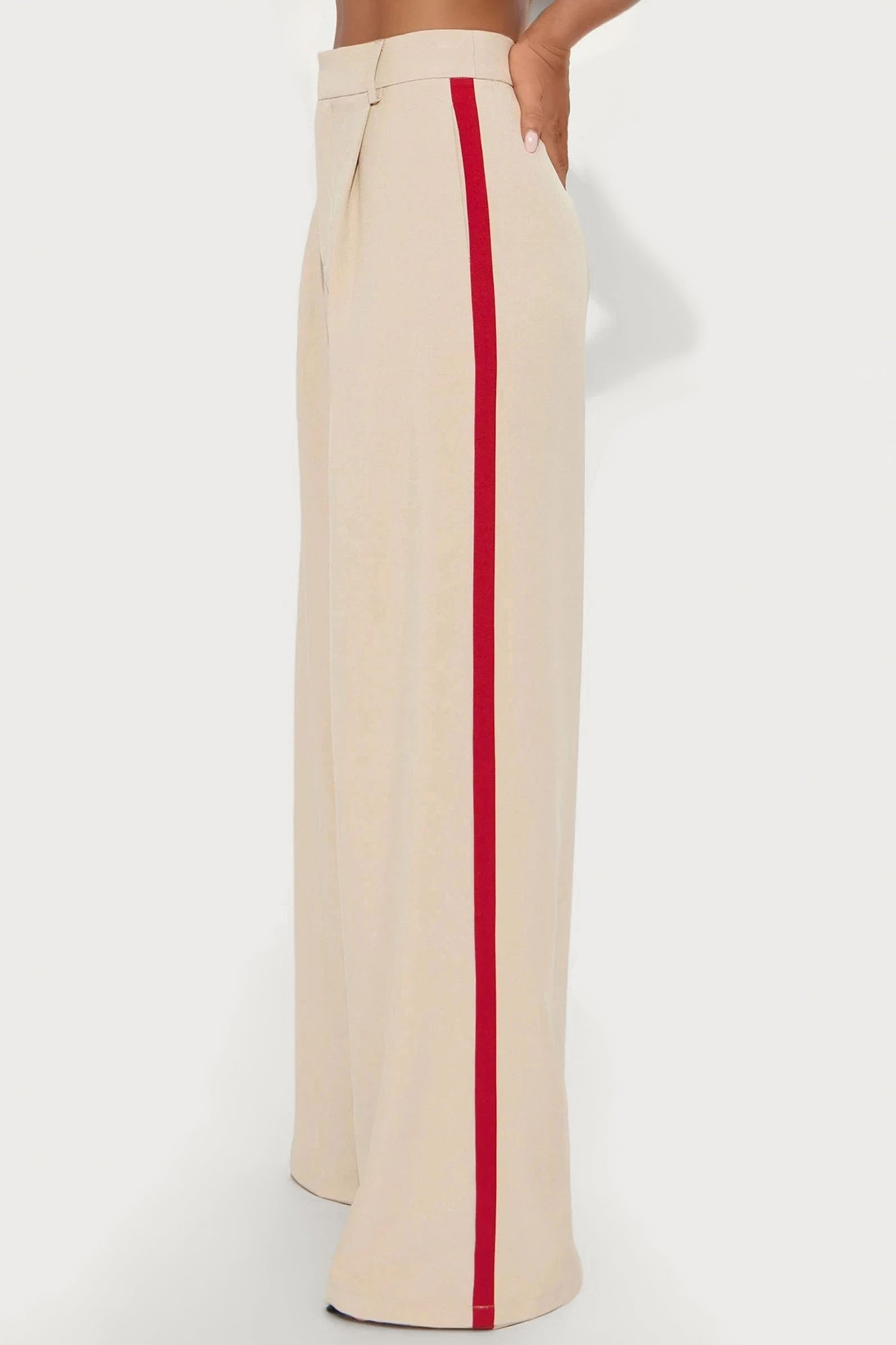 Dylan Wide Leg Trouser Pants - Taupe/combo