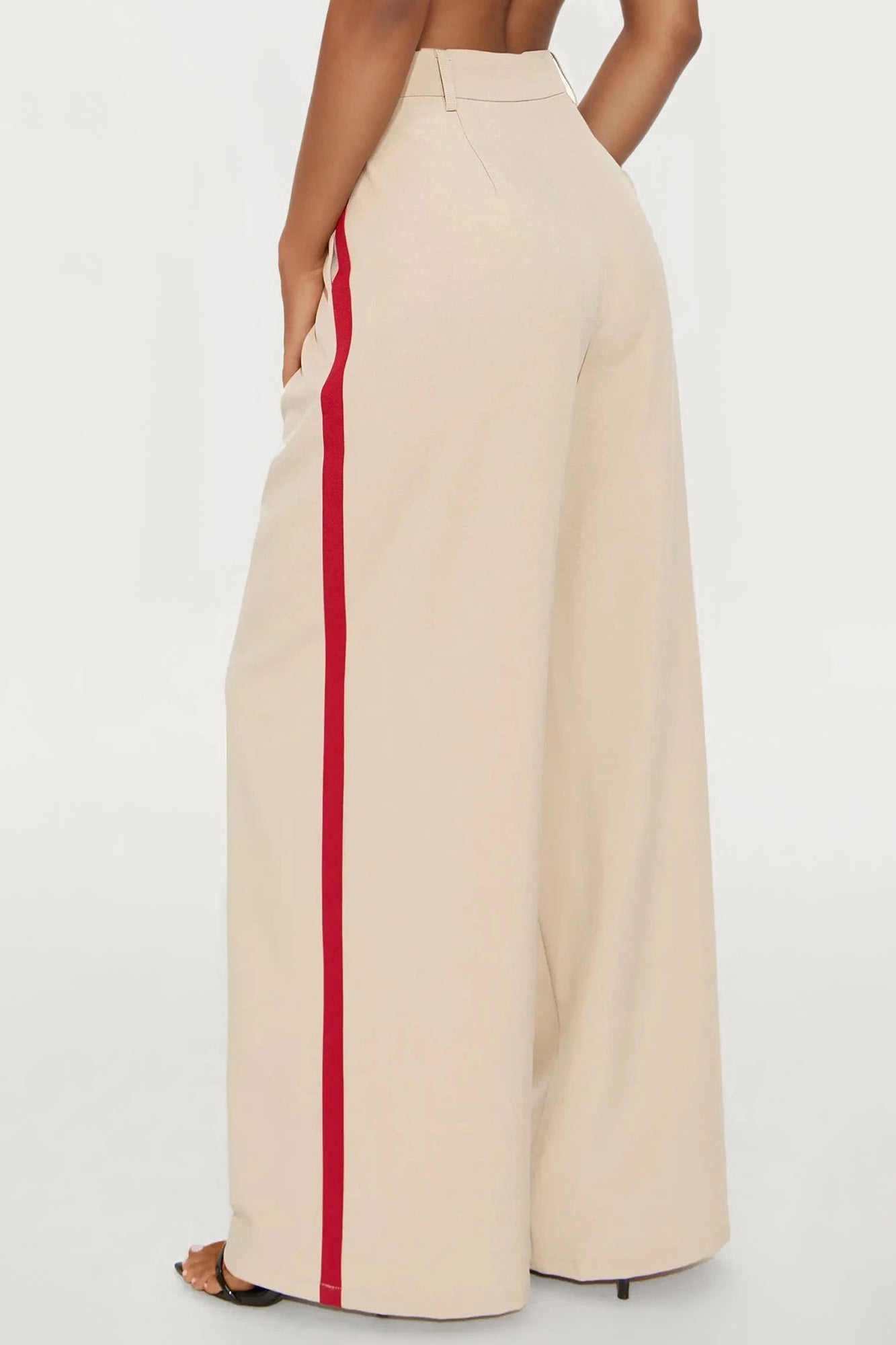 Dylan Wide Leg Trouser Pants - Taupe/combo