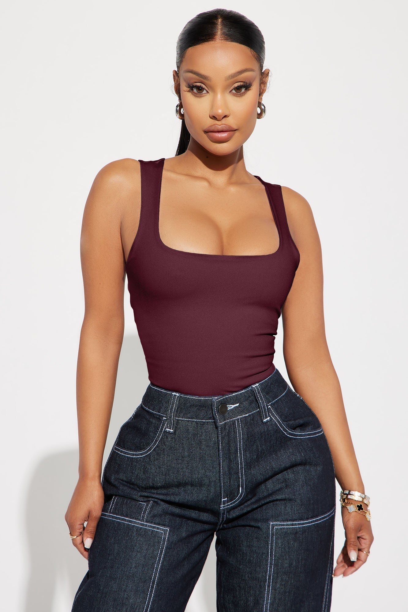 Adriana Smooth Fit Bodysuit - Burgundy