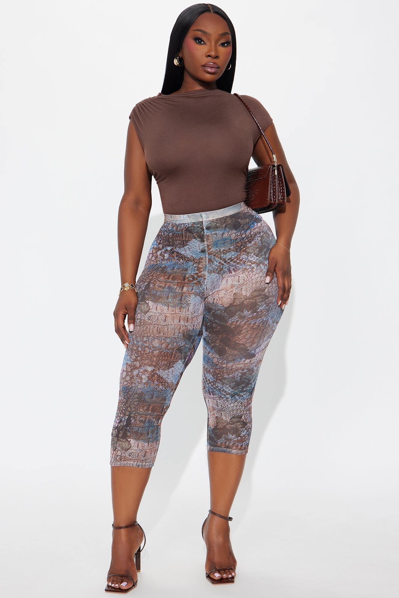 Lucy Ruched High Neck Bodysuit - Chocolate